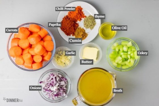 instant pot carrot soup ingredients.