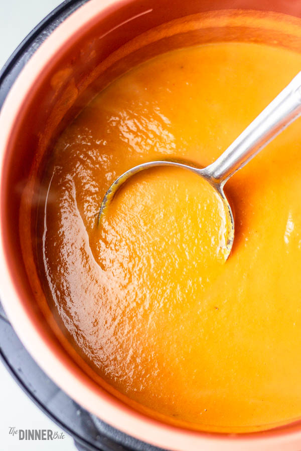 creamy carrot soup in a pressure cooker.