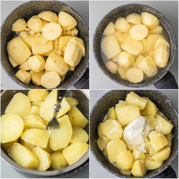 process shot how to make garlic mashed potatoes