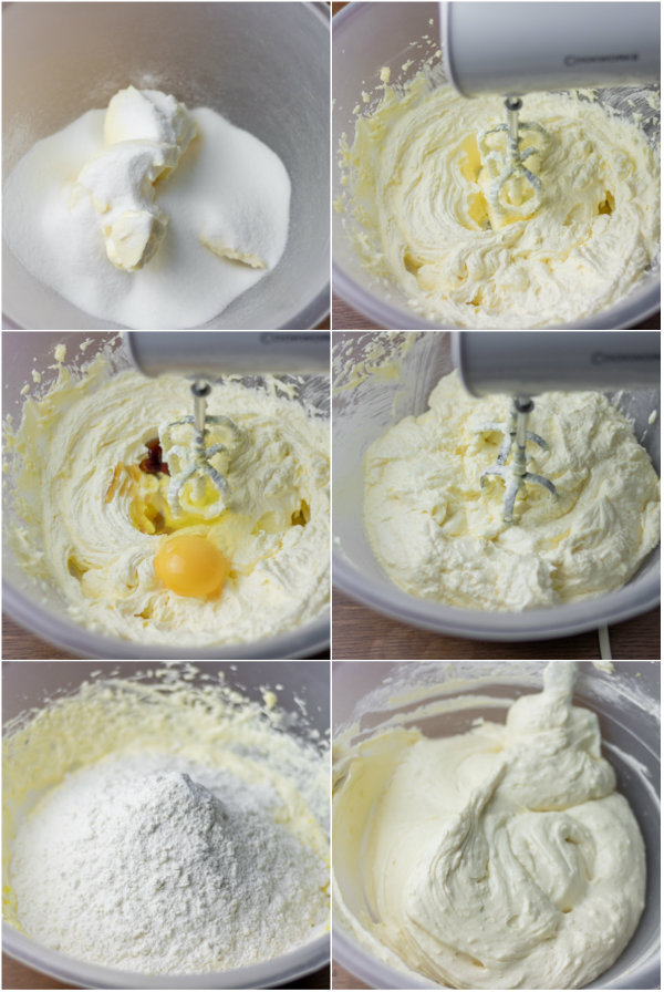 process shot of how to make vanilla sponge cake.