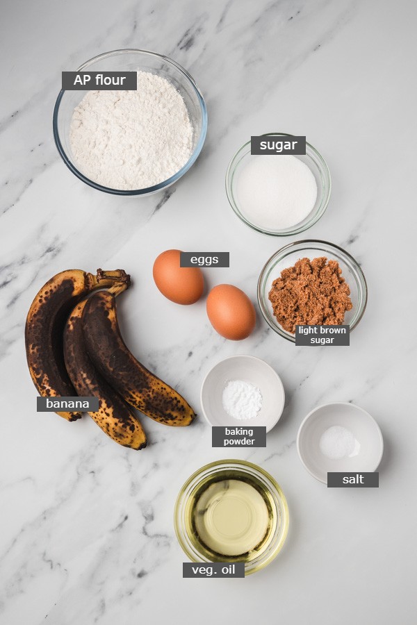ingredients for banana bread.