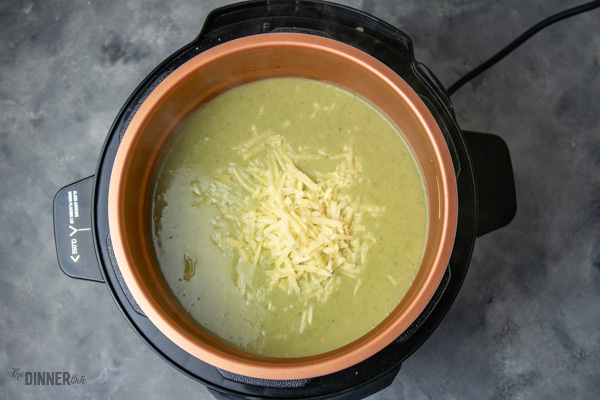 cheese added to soup in pressure cooker.