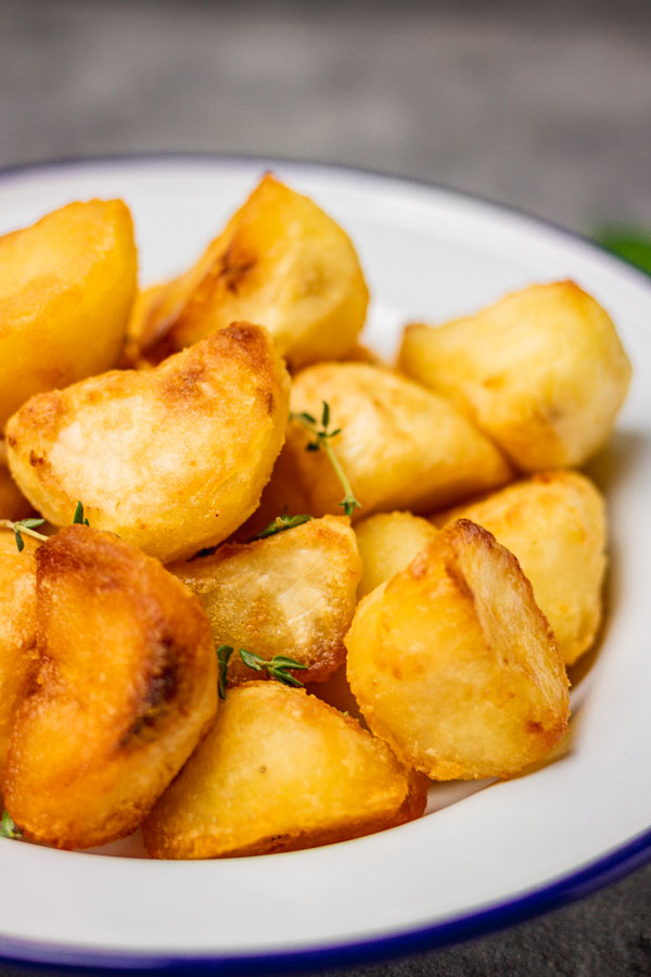 perfect roast potatoes roasted with olive oil.