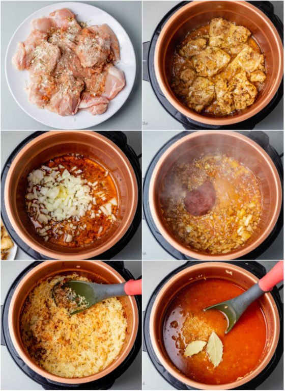 step by step pressure cooker rice and chicken.