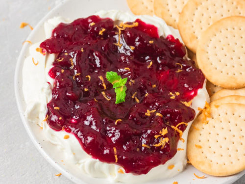 party appetizer cranberry cream cheese and crackers
