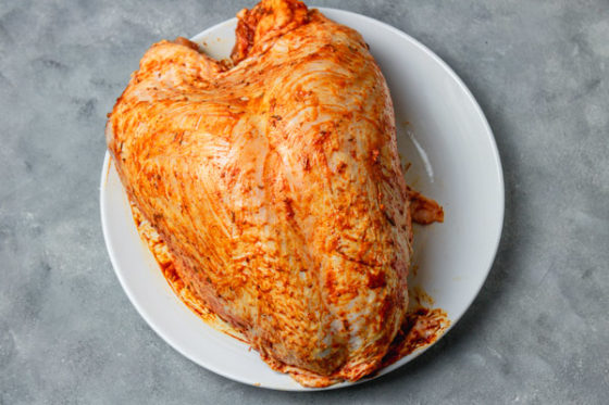 Spiced bone-in turkey breast.
