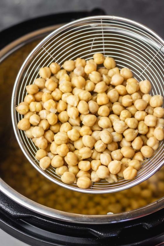 Cooked instant pot chickpeas.