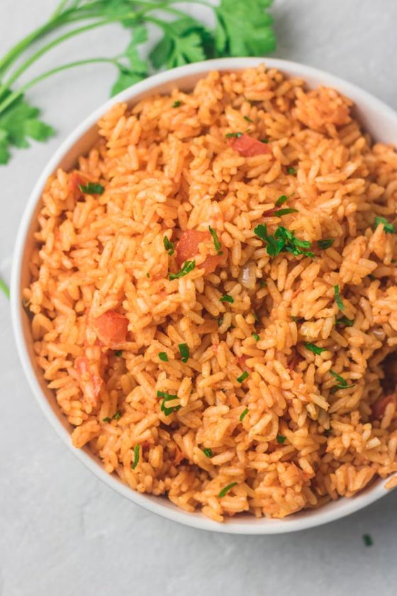 A bowl of instant pot Mexican/Spanish rice.
