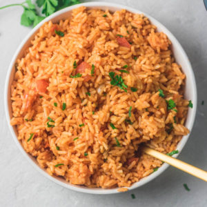 a plate of instant pot mexican rice.