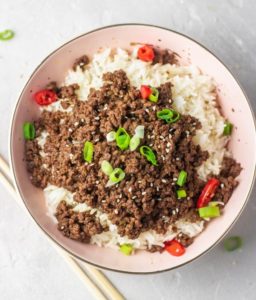 a bowl of instant pot Korean ground beef.