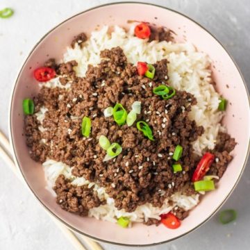 a bowl of instant pot Korean ground beef.