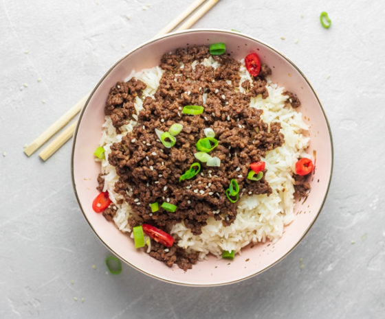 a bowl of korean ground beef.