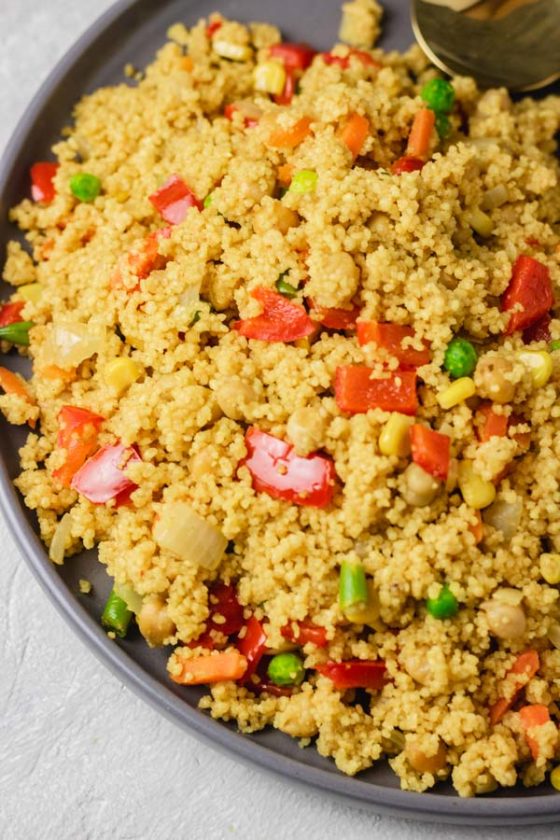 a plate of vegetables couscous.