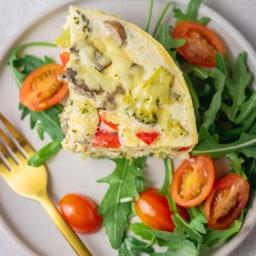 instant pot frittata served with salad.