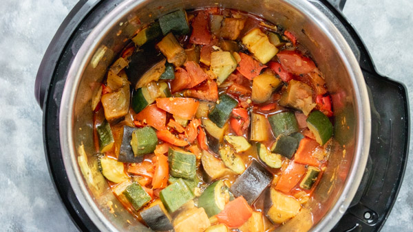 cooked ratatouille in an instant pot.