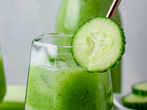 A small glass of green juice.