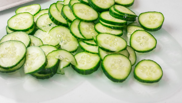 thinly sliced cuccumber.