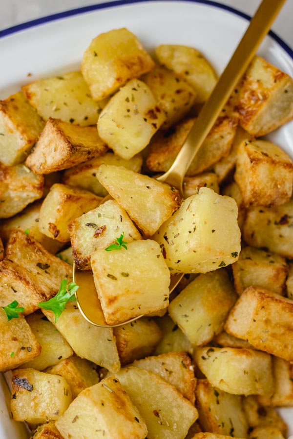 oven roasted potatoes in a bowl.