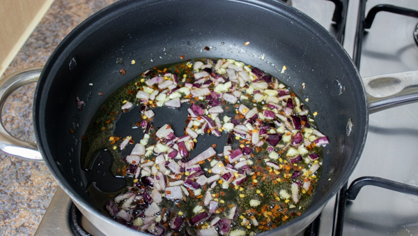 sauteed onions in a pan  over the heat.