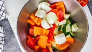 cut veggies in a bowl.