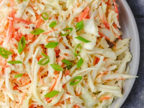 a plate of coleslaw.