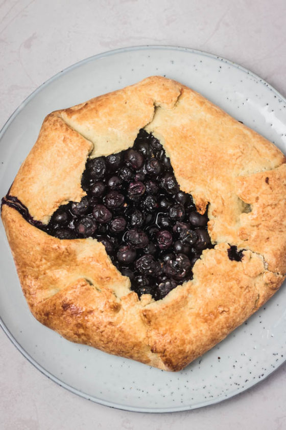 a plate of blueberry galette.