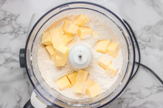 butter and flour in food processor.