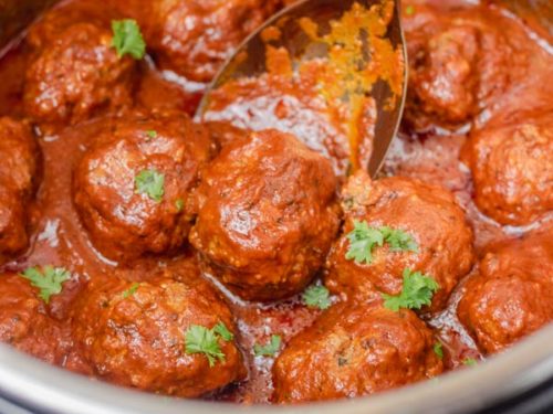 meatballs and sauce in an instant pot.