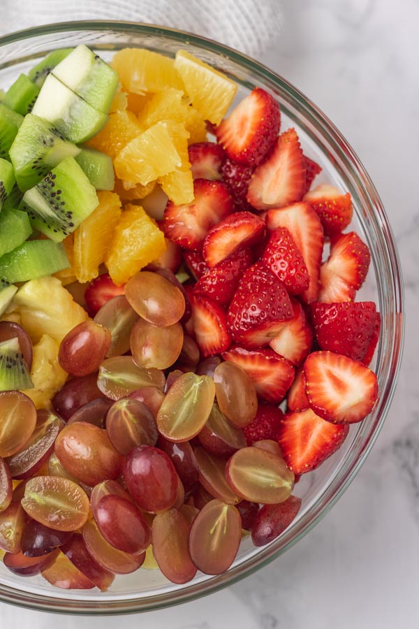 a bowl of fruit salad.