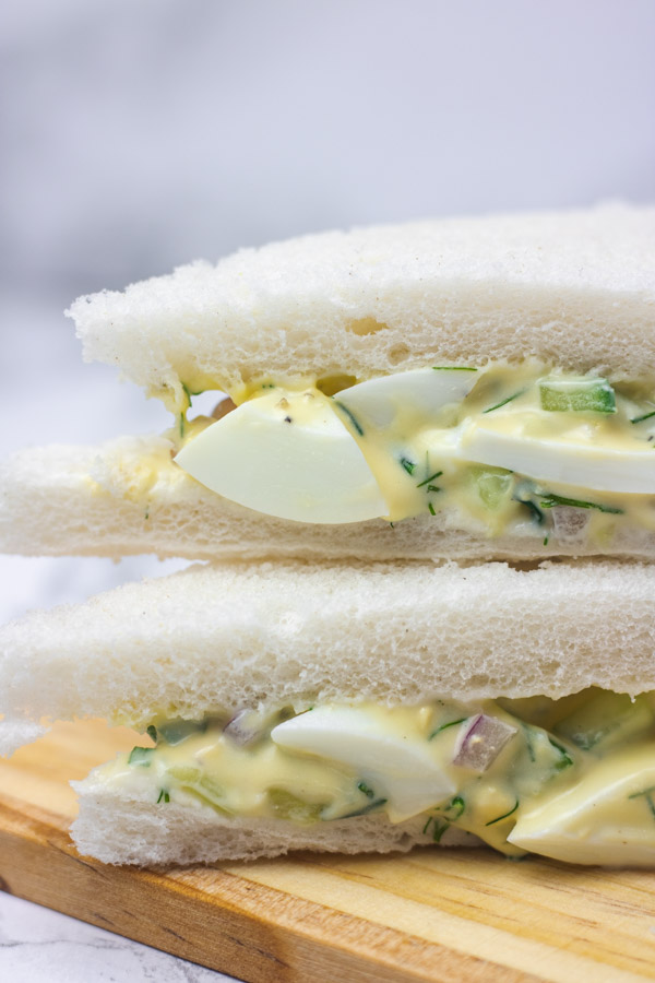 stack of egg sandwiches.