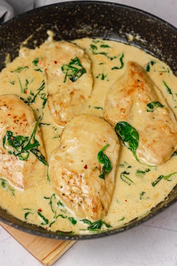 a pan of creamy chicken. 