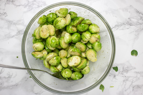 a bowl of brussels sprouts.
