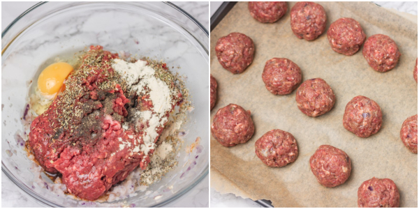 cooking process of how to make meatballs.