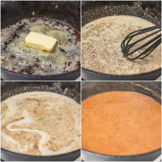 cooking process of how to make gravy.