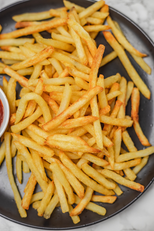 french fries on a plate.