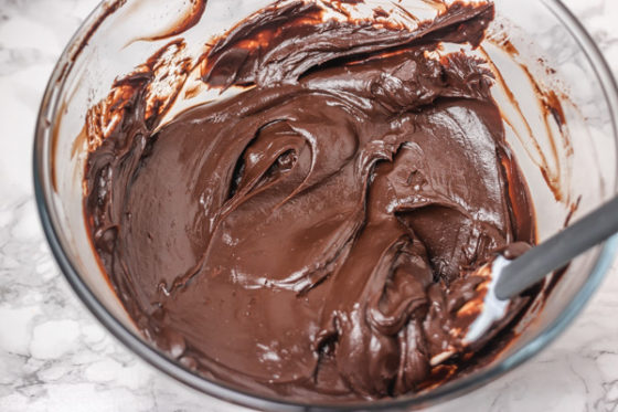 thick chocolate mix in a bowl.