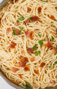 spaghetti and bacon.