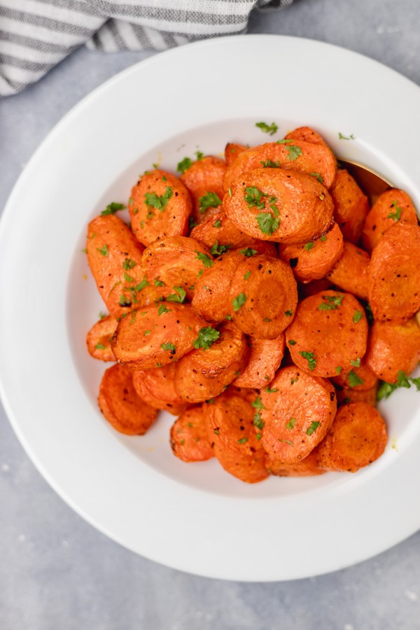 a plate of roasted carrots.