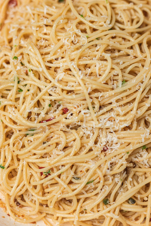 spaghetti with grated parmesan.