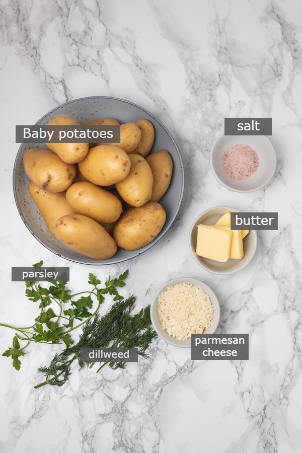 ingredients needed to boil potatoes.