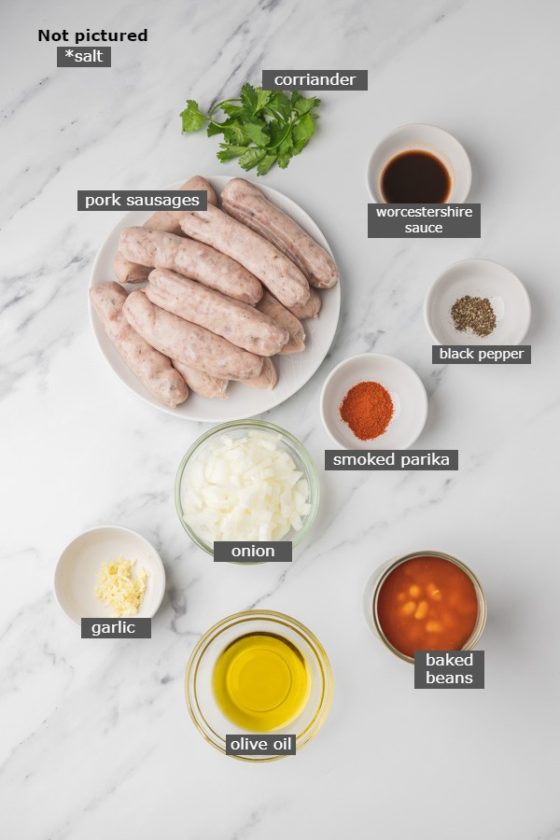 ingredients needed to make sausage casserole.