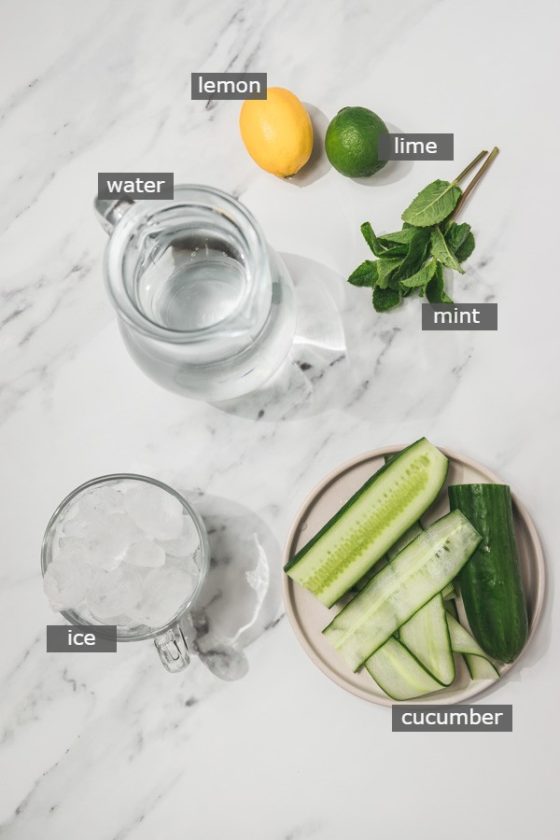 ingredients needed for the infused water.