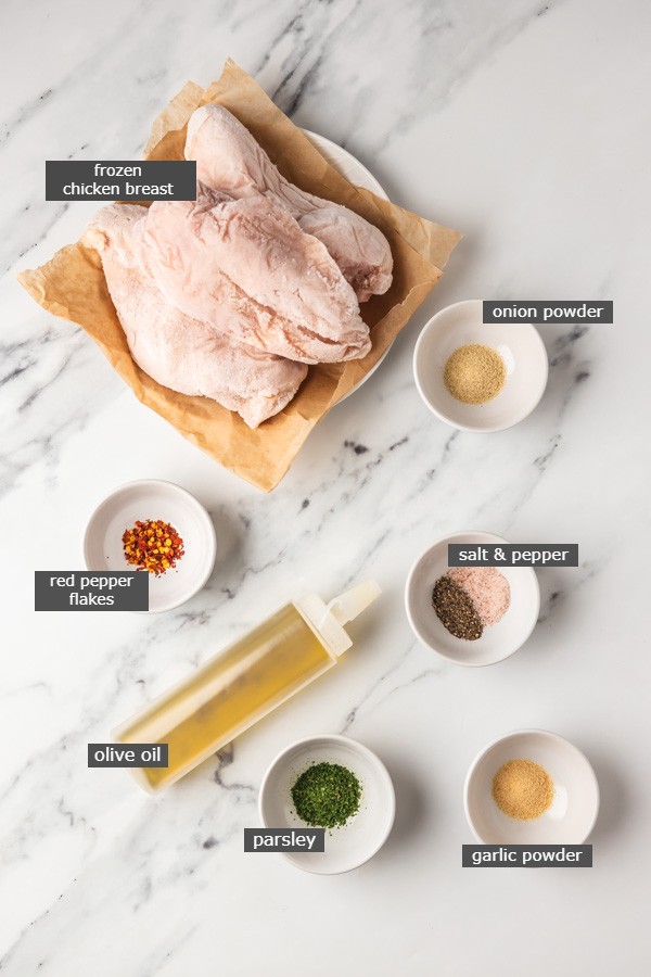 ingredients needed to cook frozen chicken breast in air fryer.