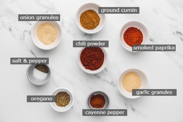 ingredients needed for fajita seasoning.