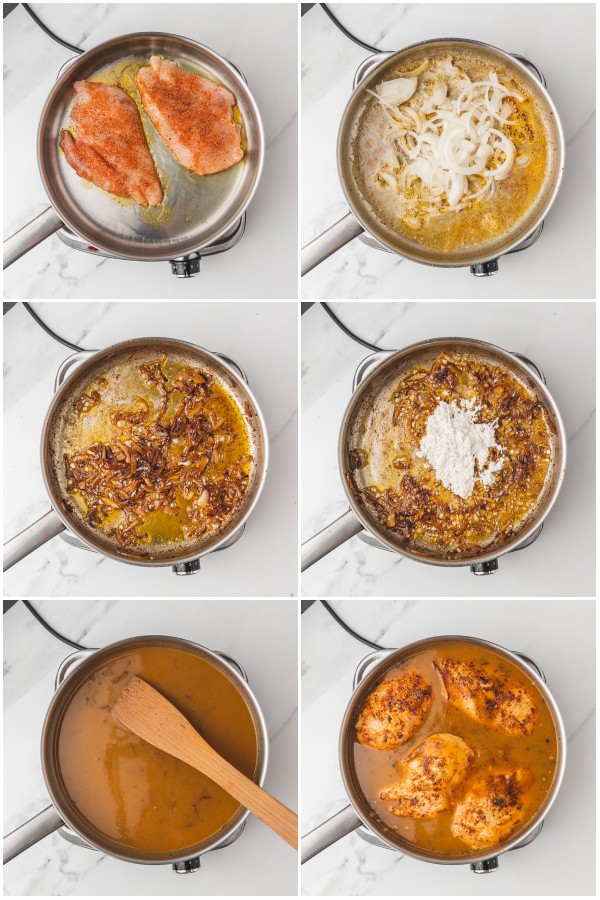 the process of making chicken and gravy recipe.