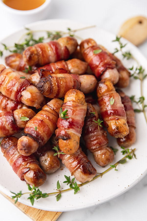 a platter of pigs in blanket.