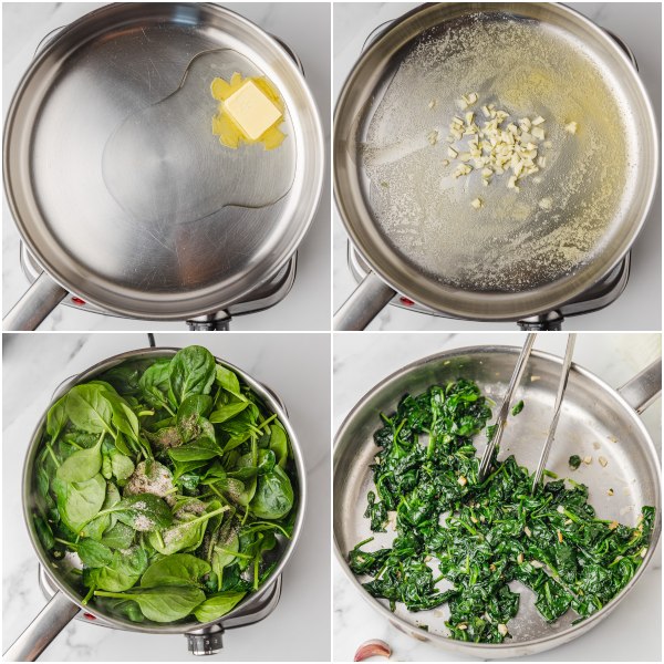 process shot of how to sautee garlic.