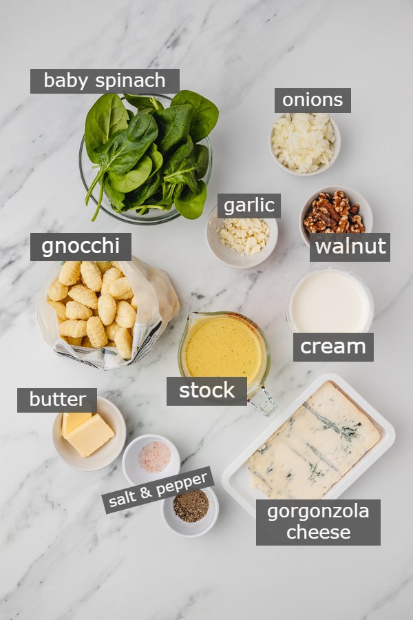 ingredients to make gorgonzola gnocchi.