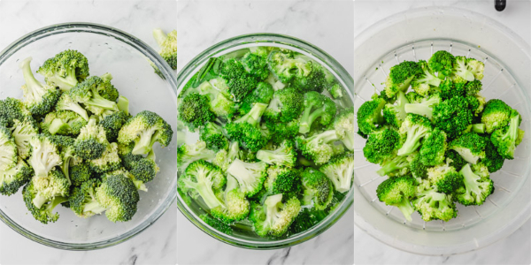 the process of blanching broccoli.