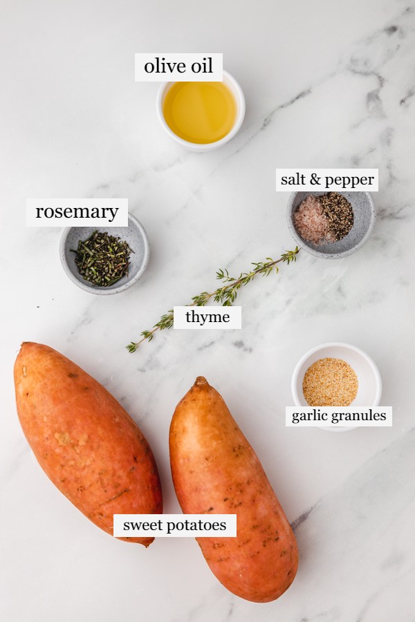 ingredients to make sliced sweet potato